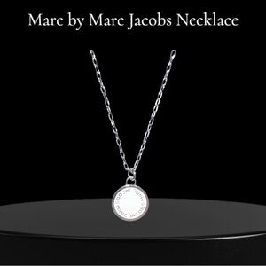 MARC by Marc Jacobs Silver Logo Pendant Necklace - White Disc NWT